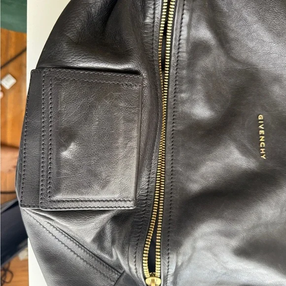 Givenchy Black Aged Leather Pandora Large Satchel Handbag Gold HW - Picture 8 of 16